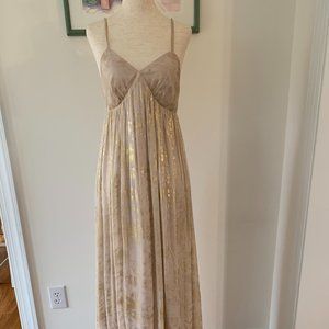 ModCloth Beige and Gold Maxi Dress